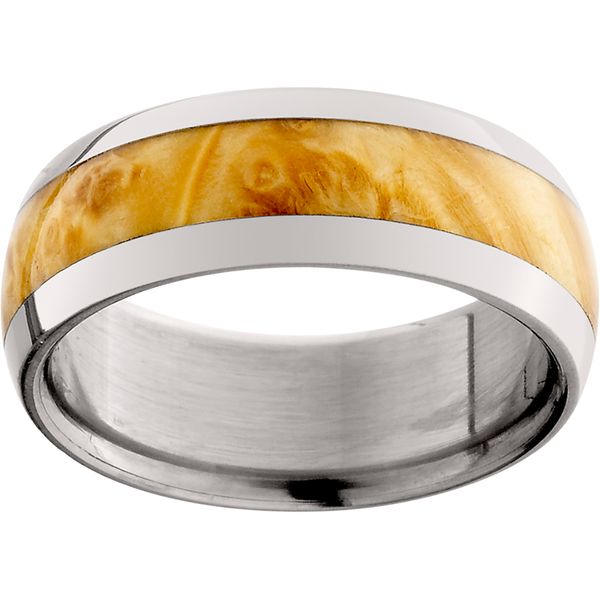 Titanium Domed Band with Exotic Box Elder Burl Inlay Mesa Jewelers Grand Junction, CO