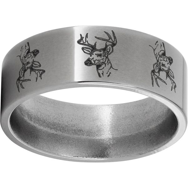 Titanium Flat Band with Deerhead Laser Engraving Lennon's W.B. Wilcox Jewelers New Hartford, NY