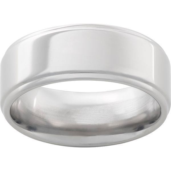 Titanium Flat Band with Grooved Edges and Polish Finish Ritzi Jewelers Brookville, IN