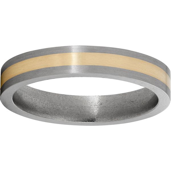 Titanium Flat Band with a 2mm 14K Yellow Gold Inlay and Satin Finish Michele & Company Fine Jewelers Lapeer, MI