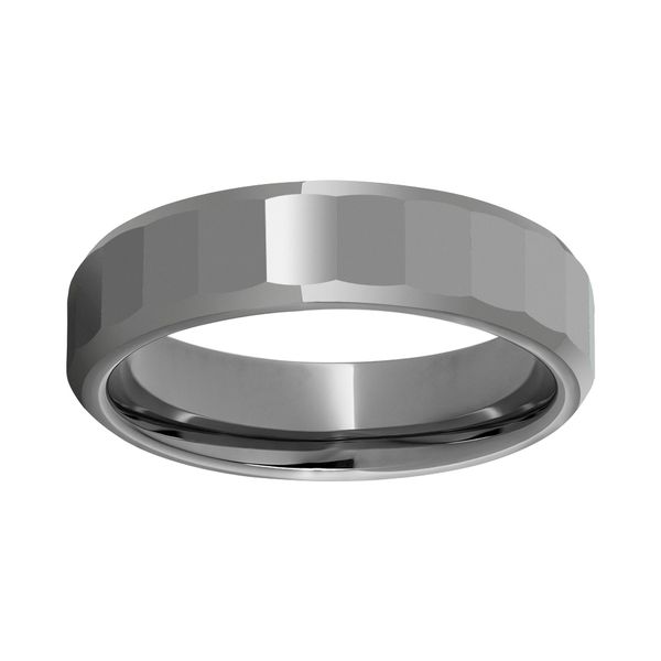 Rugged Tungsten™ 6mm Faceted Top Beveled Edge Polished Band Michele & Company Fine Jewelers Lapeer, MI