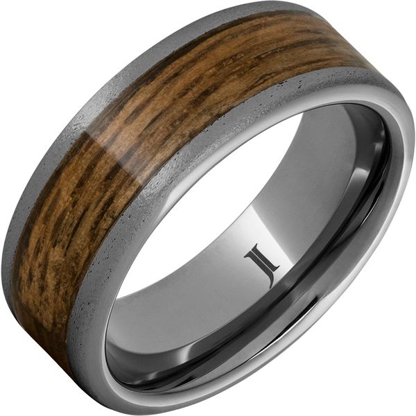 Rugged Tungsten™ 8mm Pipe Cut Band with Bourbon Barrel Aged™ Inlay and Stone Finish Michele & Company Fine Jewelers Lapeer, MI