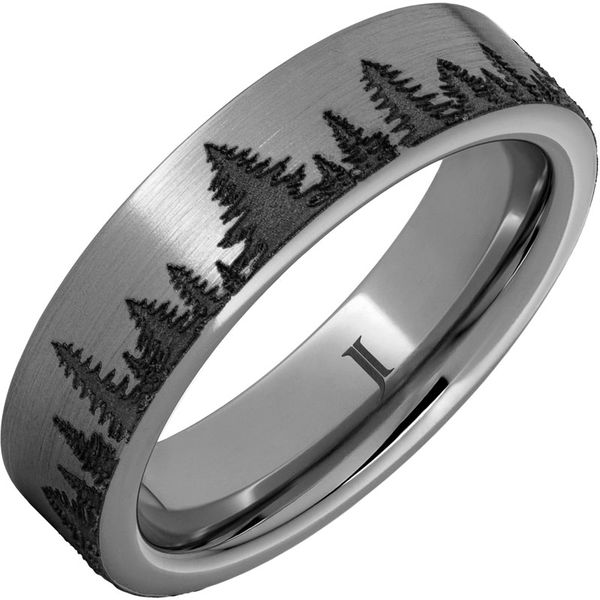 Rugged Tungsten™ Forest Scene Ring with Satin Finish Cone Jewelers Carlsbad, NM