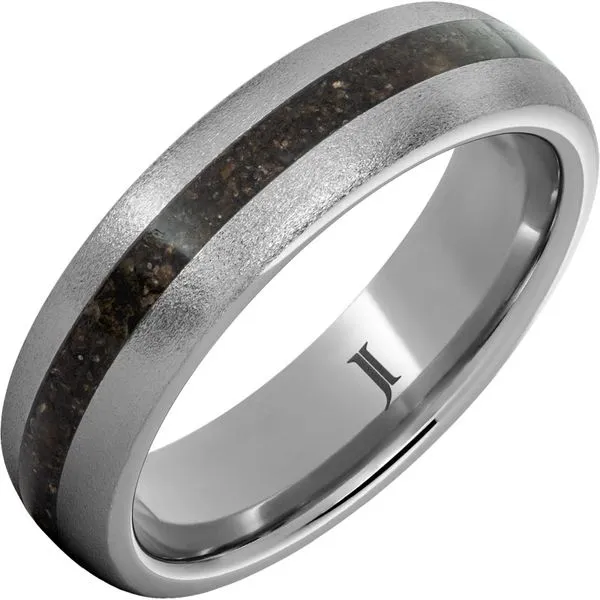 Rugged Tungsten™ Ring with Grey Dinosaur Fossil Bone Inlay Gysbers Jewelry Waupun, WI