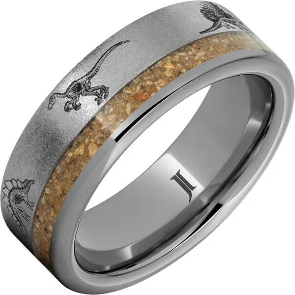 Dinosaur Skeleton Rugged Tungsten™ Ring with Dinosaur Hart's