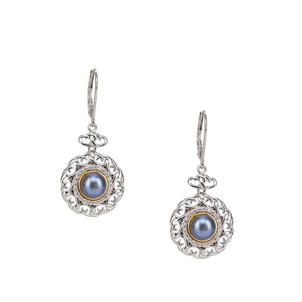 S/sil Rhodium + 10k Peacock Fresh Water Pearl & CZ Aphrodite Leverback Earrings Thurber's Fine Jewelry Wadsworth, OH