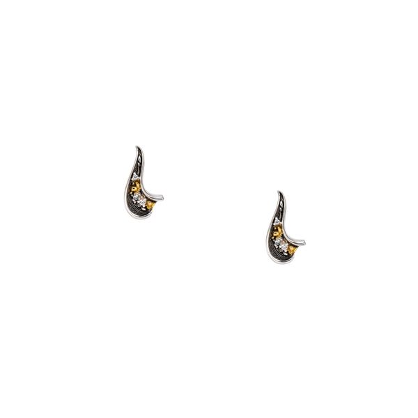 S/sil Rhodium + 10k CZ Rocks 'n Rivers Stud Earrings Ross Elliott Jewelers Terre Haute, IN