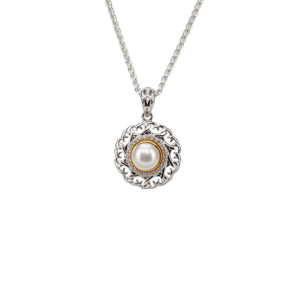 S/sil + 10k Fresh Water Pearl & CZ Aphrodite Small Pendant.. Ross Elliott Jewelers Terre Haute, IN