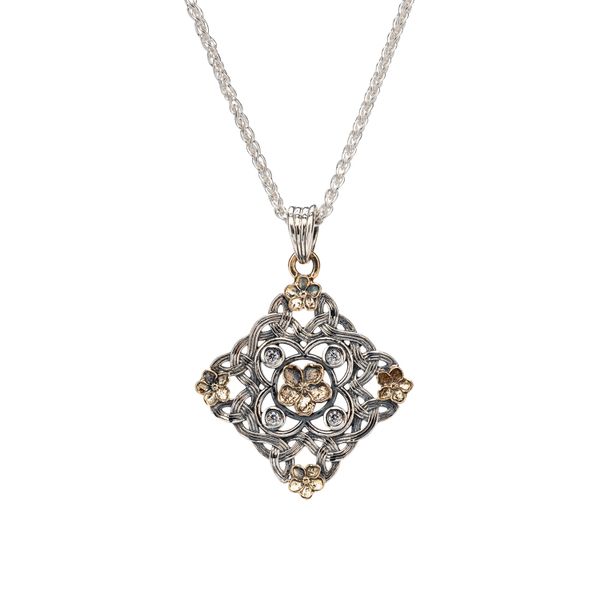 S/sil + 10k CZ Forget-Me-Not Pendant Timmreck & McNicol Jewelers McMinnville, OR