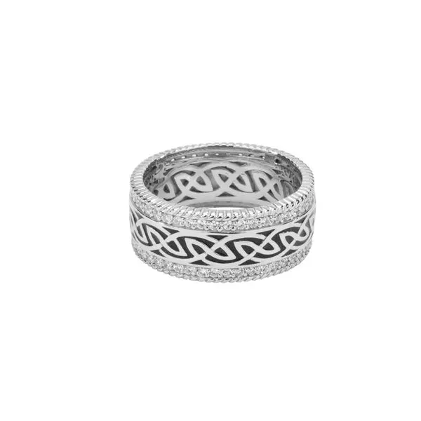  S/sil Black enamel and CZ Window to the soul Ring  