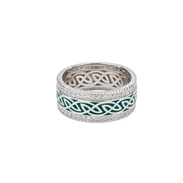 S/sil Green enamel and CZ Window to the soul Ring  