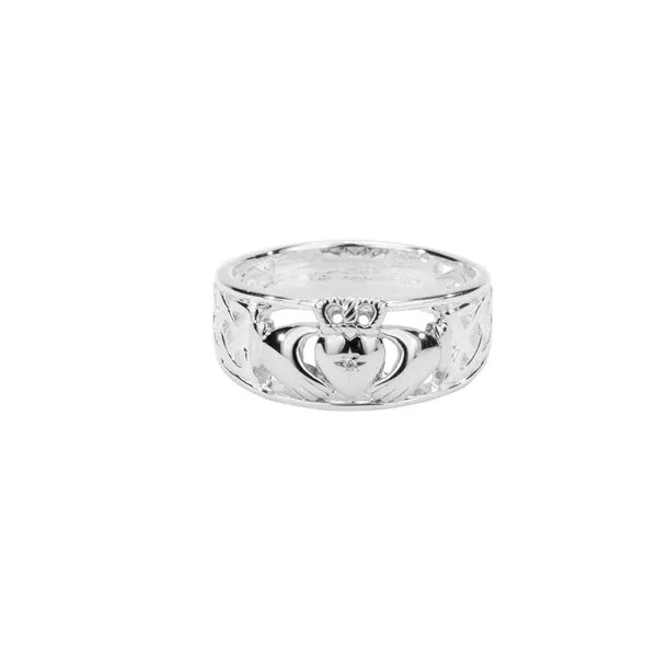 S/sil Claddagh Ring with (1mm) Diamond Set Heart (Tapered) 