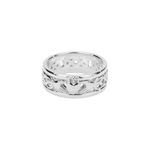 S/sil Oxidized Claddagh Wedding Ring 