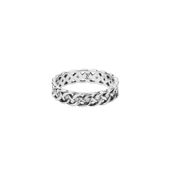 S/sil Narrow Love Knot CZ Ring 