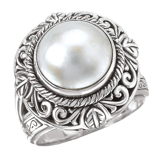 Eleganza Ladies Fashion Pearl Ring 710754-7 SS - Rings, The Hills Jewelry  LLC