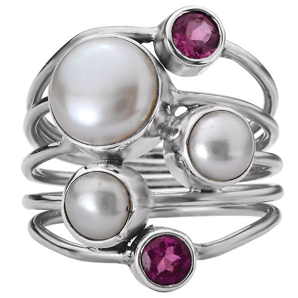 Ladies Pearl and Gemstone Ring Image 4 Alan Miller Jewelers Oregon, OH