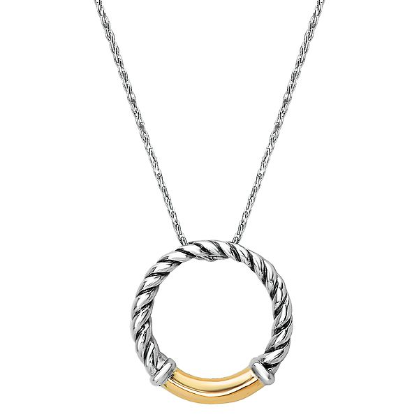 Worthington Gold Tone & Black Leather Lock 17 Inch Curb Pendant Necklace |  CoolSprings Galleria