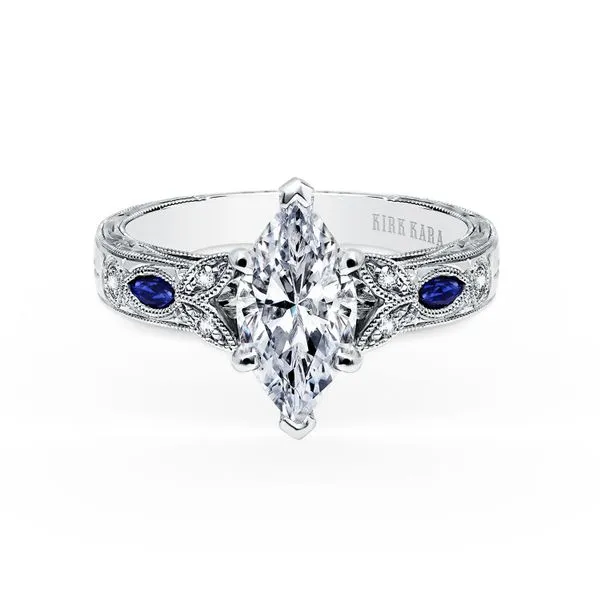 Marquise cut sapphire engagement ring in on sale 18k white gold