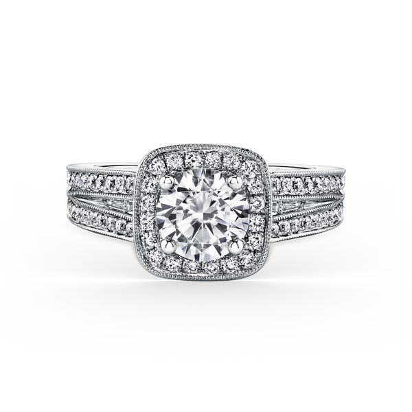 14K White Gold Contemporary Criss Cross Engagement zring