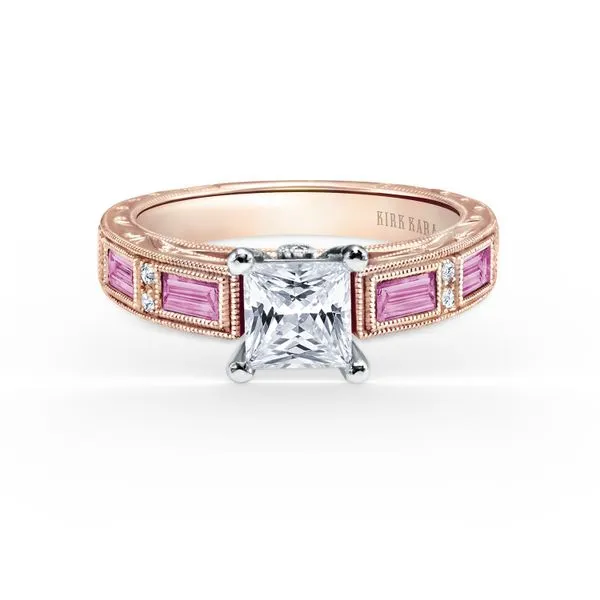 Pink Sapphire Halo Engagement Ring 18K Rose Gold