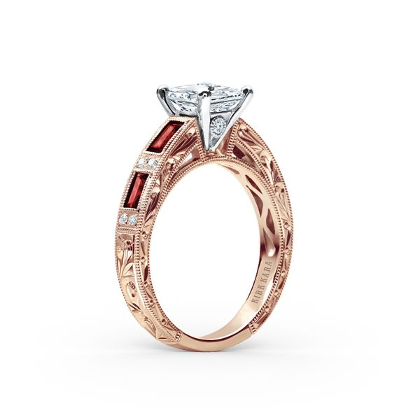 18K Rose Gold Ruby Colorful Diamond Engagement Ring