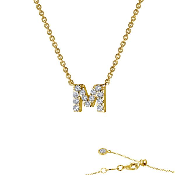AURUM + GREY 9ct Gold M Initial Pendant Necklace | Liberty