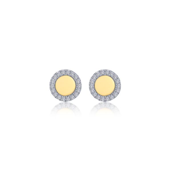 Two-Tone Button Stud Earrings Gala Jewelers Inc. White Oak, PA