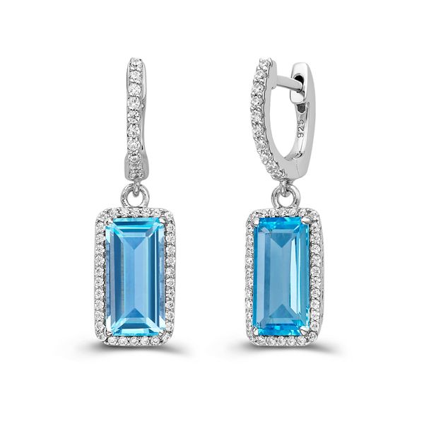 Genuine Blue Topaz Halo Earrings Edwards Jewelers Modesto, CA