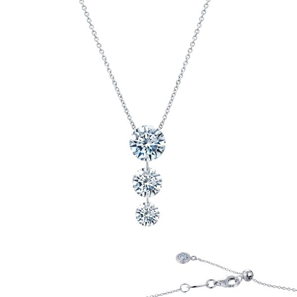 3/8 CT. T.W. Diamond Past Present Future® Crossover Necklace in 10K White  Gold - 17