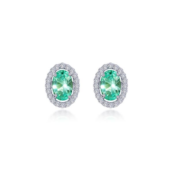 Fancy Lab-Grown Sapphire Halo Stud Earrings Adler's Diamonds Saint Louis, MO