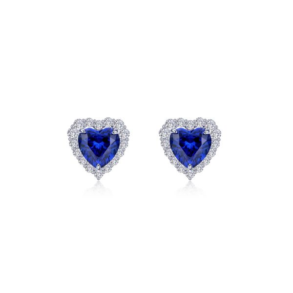 Fancy Lab-Grown Sapphire Halo Heart Earrings Roberts Jewelers Jackson, TN