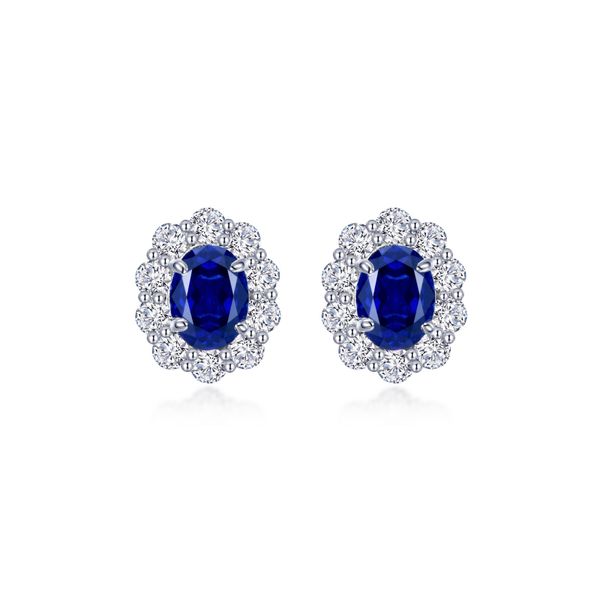 Fancy Lab-Grown Sapphire Halo Stud Earrings J. Anthony Jewelers Neenah, WI