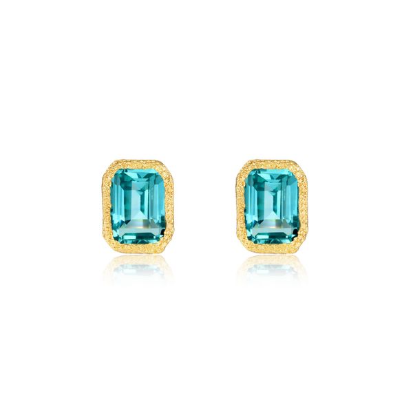Fancy Lab-Grown Sapphire Solitaire Stud Earrings Wesche Jewelers Melbourne, FL