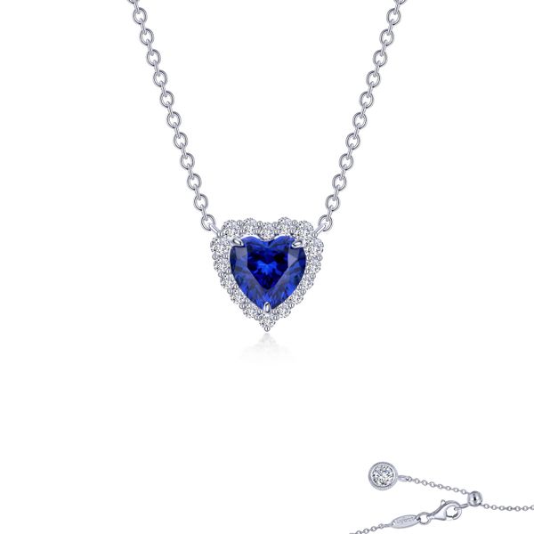 Fancy Lab-Grown Sapphire Halo Heart Necklace Carroll / Ochs Jewelers Monroe, MI