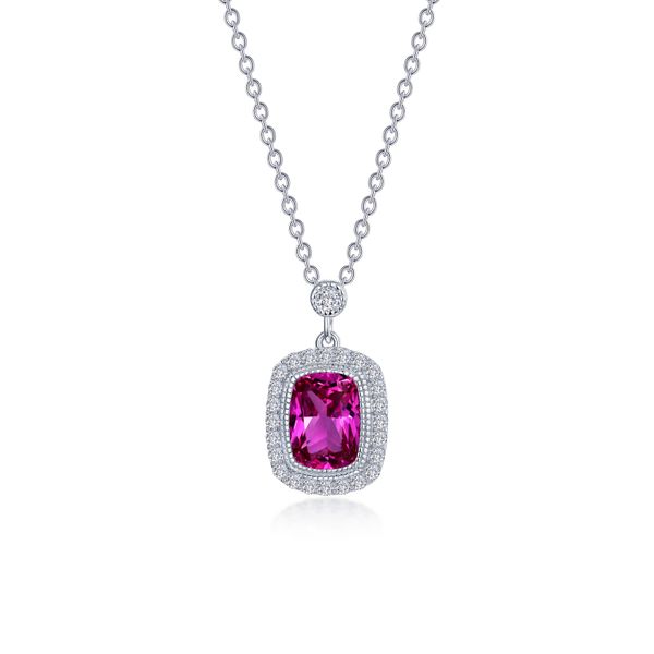 Fancy Lab-Grown Sapphire Halo Necklace Priddy Jewelers Elizabethtown, KY
