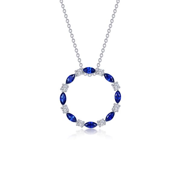 Fancy Lab-Grown Sapphire Open Circle Necklace Wesche Jewelers Melbourne, FL