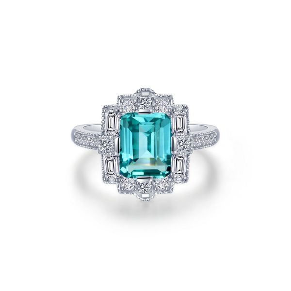 Fancy Lab-Grown Sapphire Halo Ring P.K. Bennett Jewelers Mundelein, IL