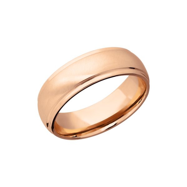 14K Rose gold 7mm domed band with grooved edges Castle Couture Fine Jewelry Manalapan, NJ