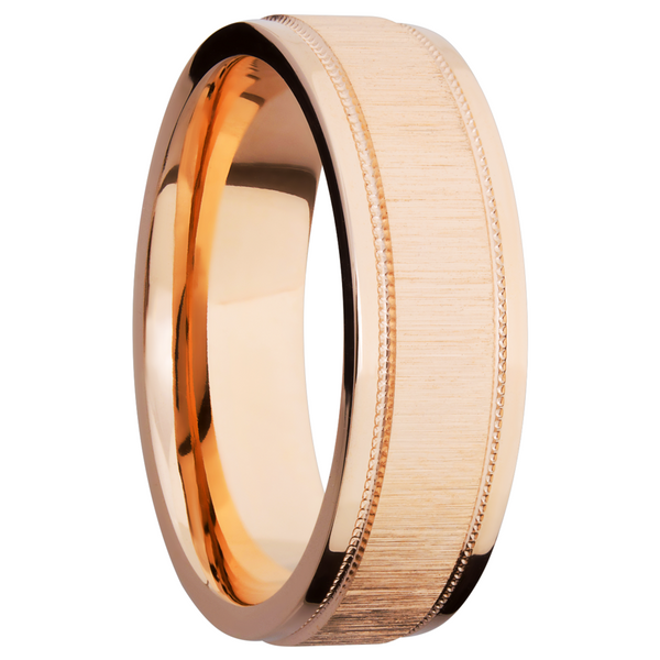 14K Rose gold 7mm domed band with grooved edges and reverse milgrain detail Image 2 Saxons Fine Jewelers Bend, OR