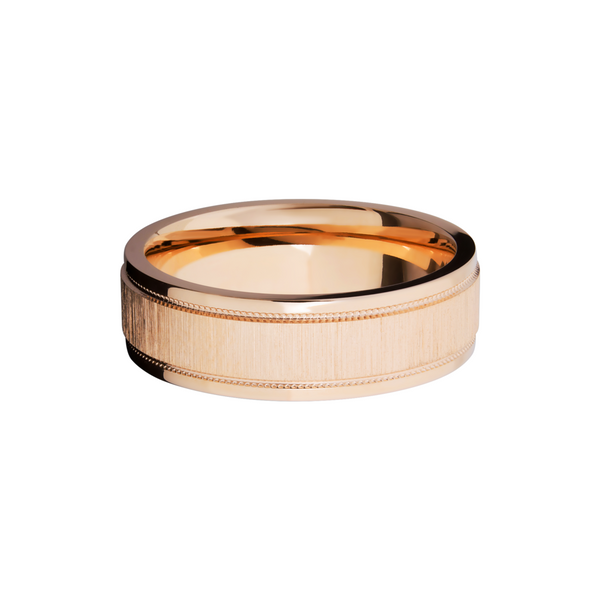 14K Rose gold 7mm domed band with grooved edges and reverse milgrain detail Image 3 Saxons Fine Jewelers Bend, OR