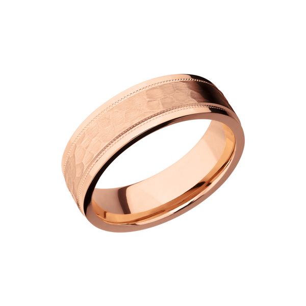 14K Rose gold 7mm flat band with grooved edges and reverse milgrain detail Blue Heron Jewelry Company Poulsbo, WA