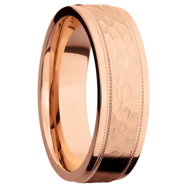 14K Rose gold 7mm flat band with grooved edges and reverse milgrain detail Image 2 Saxons Fine Jewelers Bend, OR