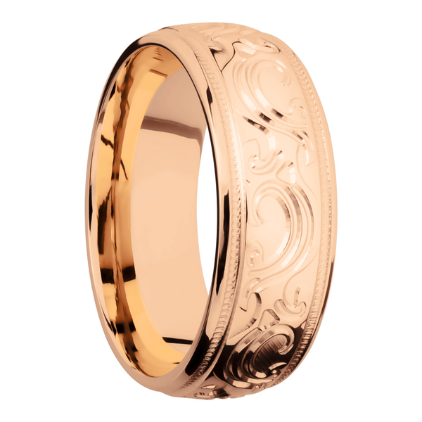 14K Rose gold band with scroll MJBA pattern Image 2 Mark Jewellers La Crosse, WI