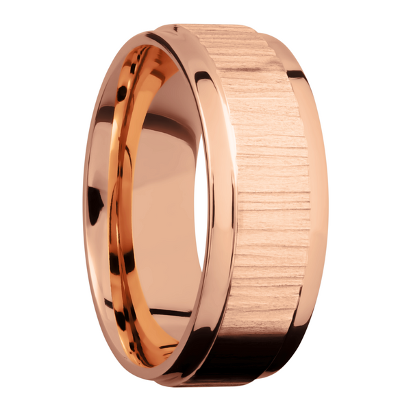 14K Rose gold flat band with grooved edges Image 2 Toner Jewelers Overland Park, KS
