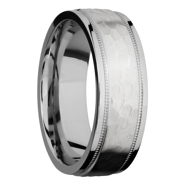 14K White gold 7.5mm domed band with grooved edges and reverse milgrain detail Image 2 Saxons Fine Jewelers Bend, OR