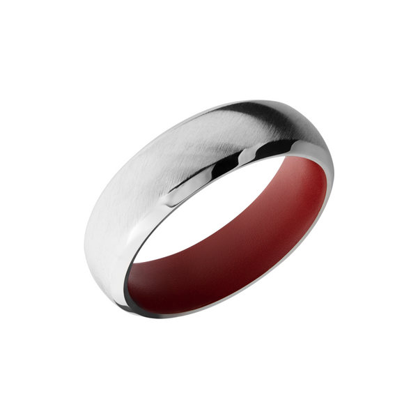 14K White gold 7mm domed beveled band with a crimson red Cerakote sleeve Cozzi Jewelers Newtown Square, PA
