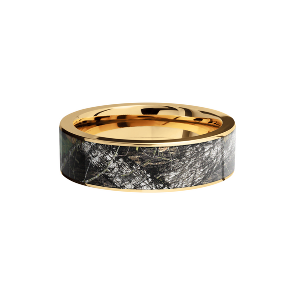 14K Yellow Gold 7mm flat band with a 6mm inlay of Mossy Oak Break Up Camo Image 3 Futer Bros Jewelers York, PA