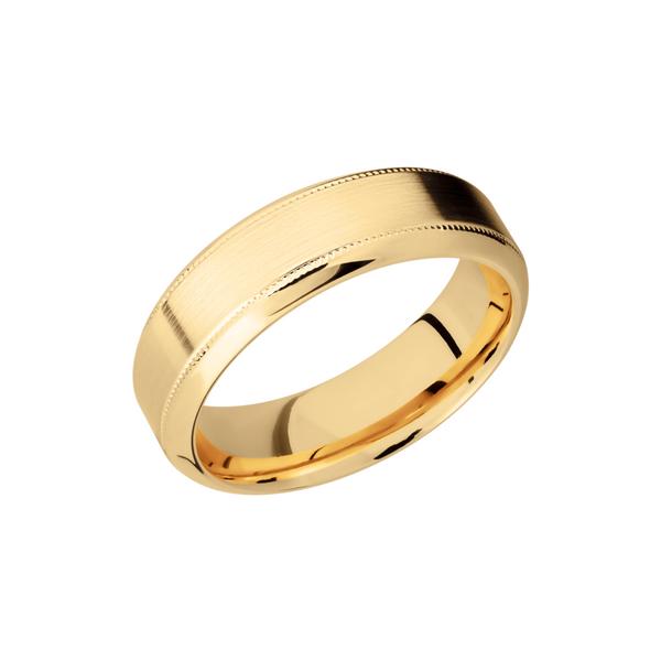 14K Yellow gold 7mm high-beveled band with reverse milgrain detail Raleigh Diamond Fine Jewelry Raleigh, NC