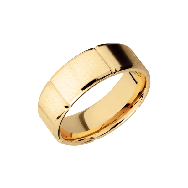 14K Yellow gold 8mm beveled band with six segmented sections Blue Heron Jewelry Company Poulsbo, WA