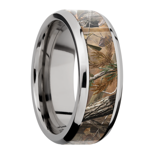 Titanium 8mm beveled band with a 5mm inlay Real Tree AP Camo Image 2 Quality Gem LLC Bethel, CT